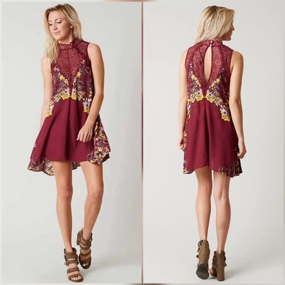 Free People Dresses & Skirts - Free People Lace Marsha Printed Slip Dress